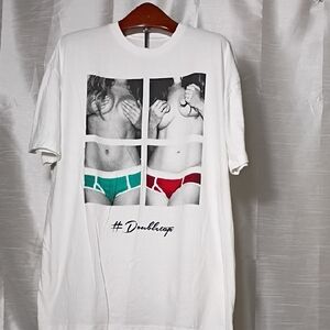 White Graphic Tee with Bold‎ Design